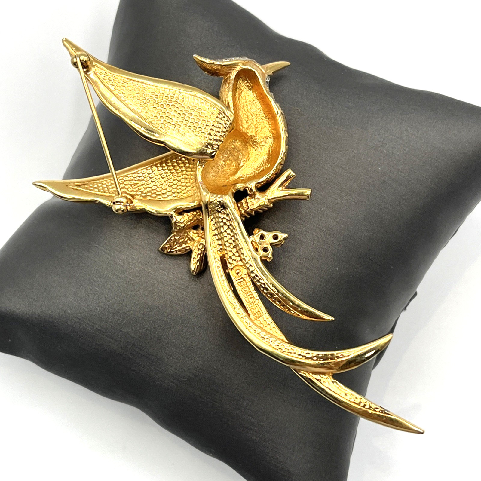 Vintage Marcel Boucher Brooch Bird of Paradise Brooch Gold Tone Plated 4″