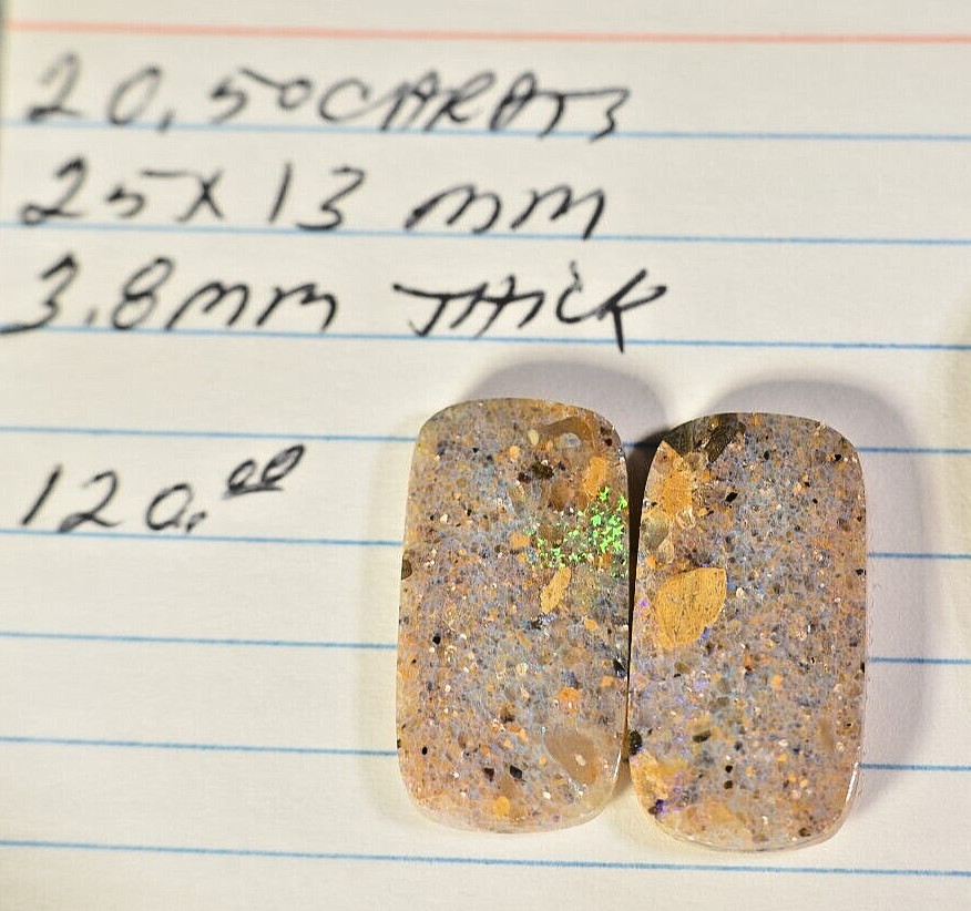 Matched Pair Louisiana Opal Cabochon Gem Opal Natural Untreated 20.50 cts.