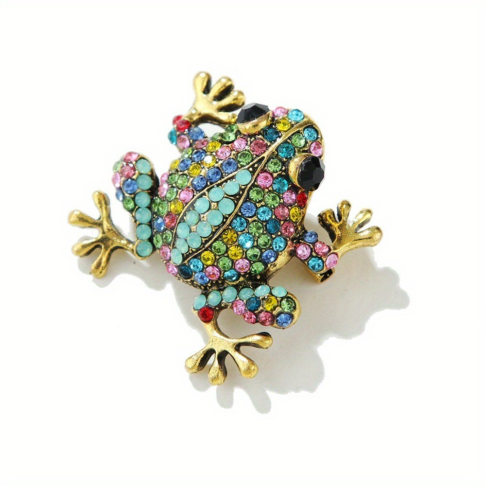 2Pcs Vintage Rhinestone Frog Brooches Women Fashion Animal Brooch Pin Jewelry