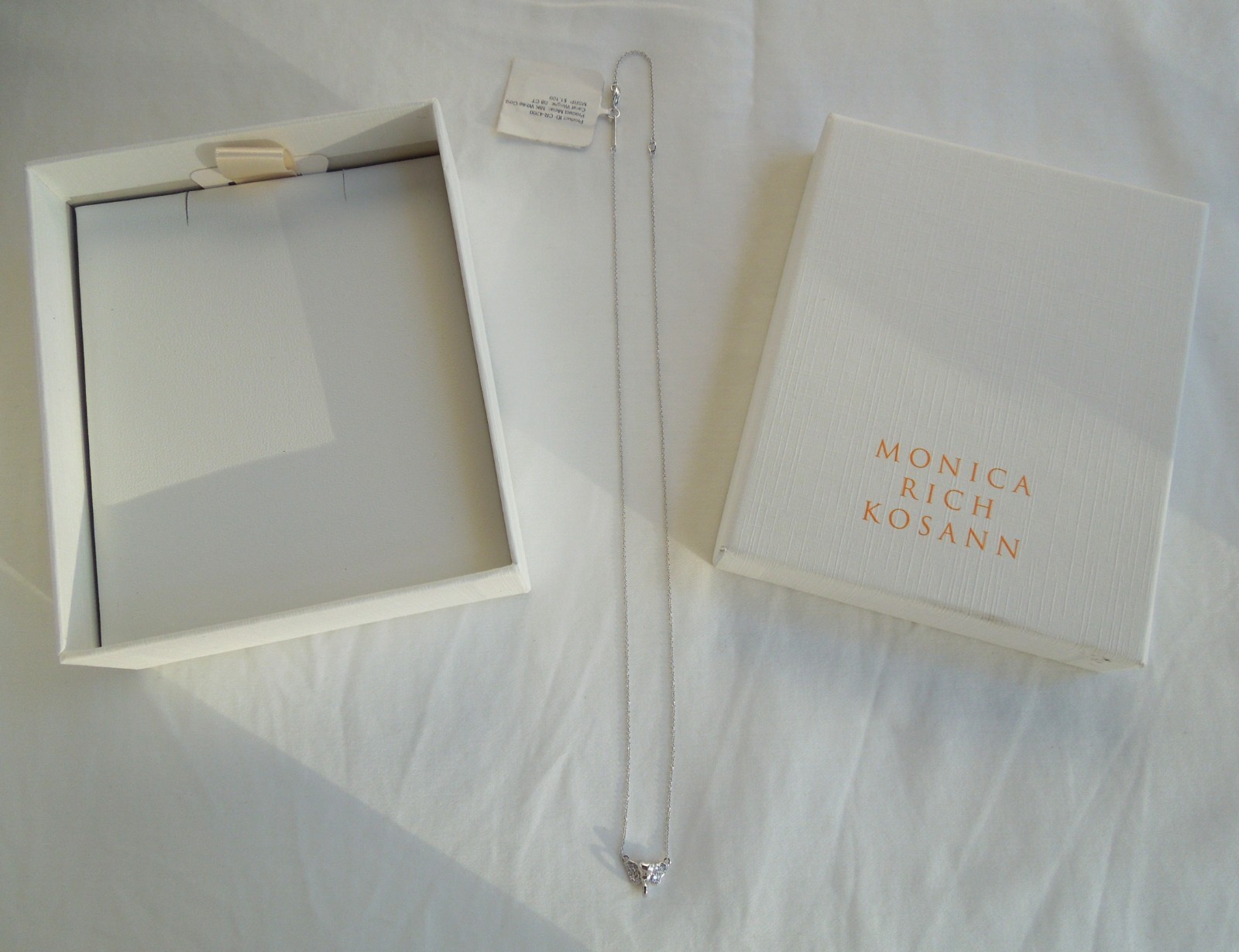Monica Rich Kosann 18K White Gold & Diamond Elephant Luck Necklace $1,100 NWT