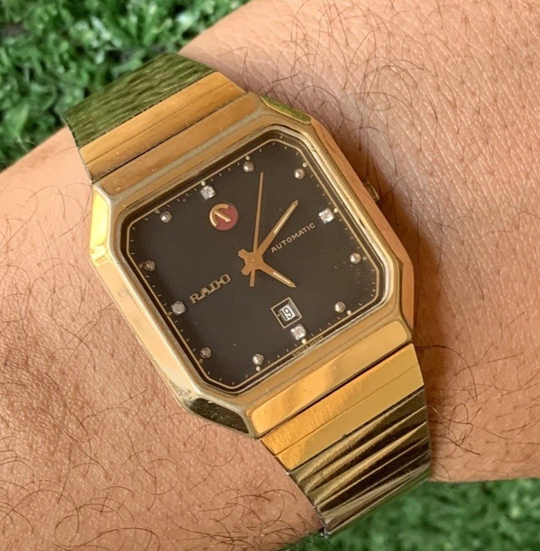 Vintage Rado Automatic Gold-Tone Watch 32mm x 35mm Classic Rectangular Original