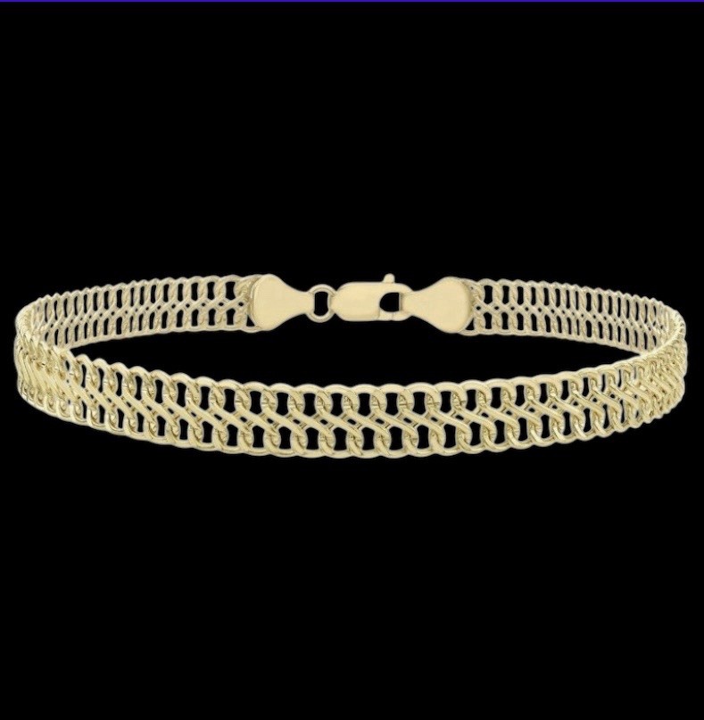9ct Figure-8 Curb Bracelet Yellow Gold 19cm Long 6mm Wide HALLMARKED RRP £495