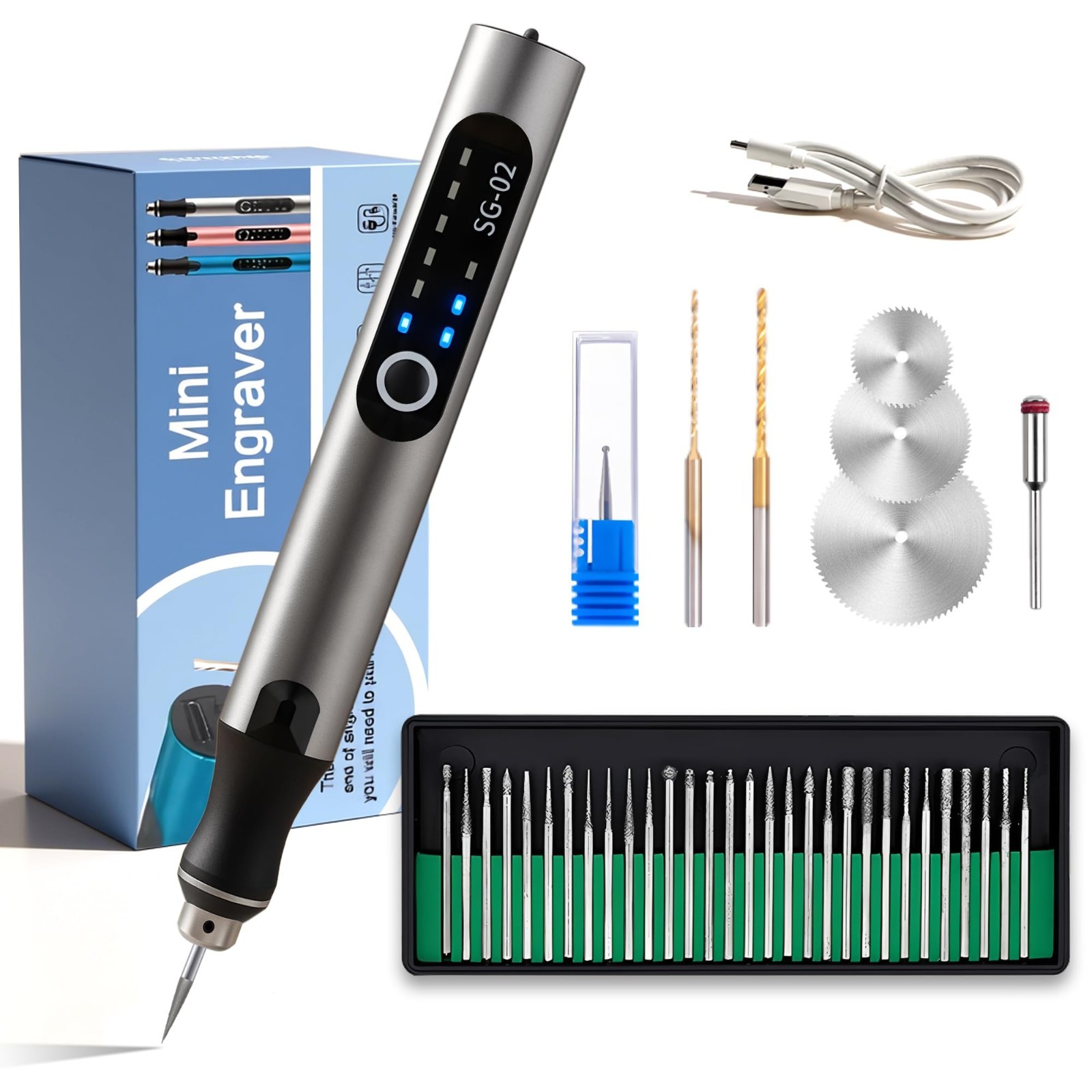 Mini Electric Engraving Pen – USB Rechargeable, 35 Bits, Cordless Rotary Tool fo