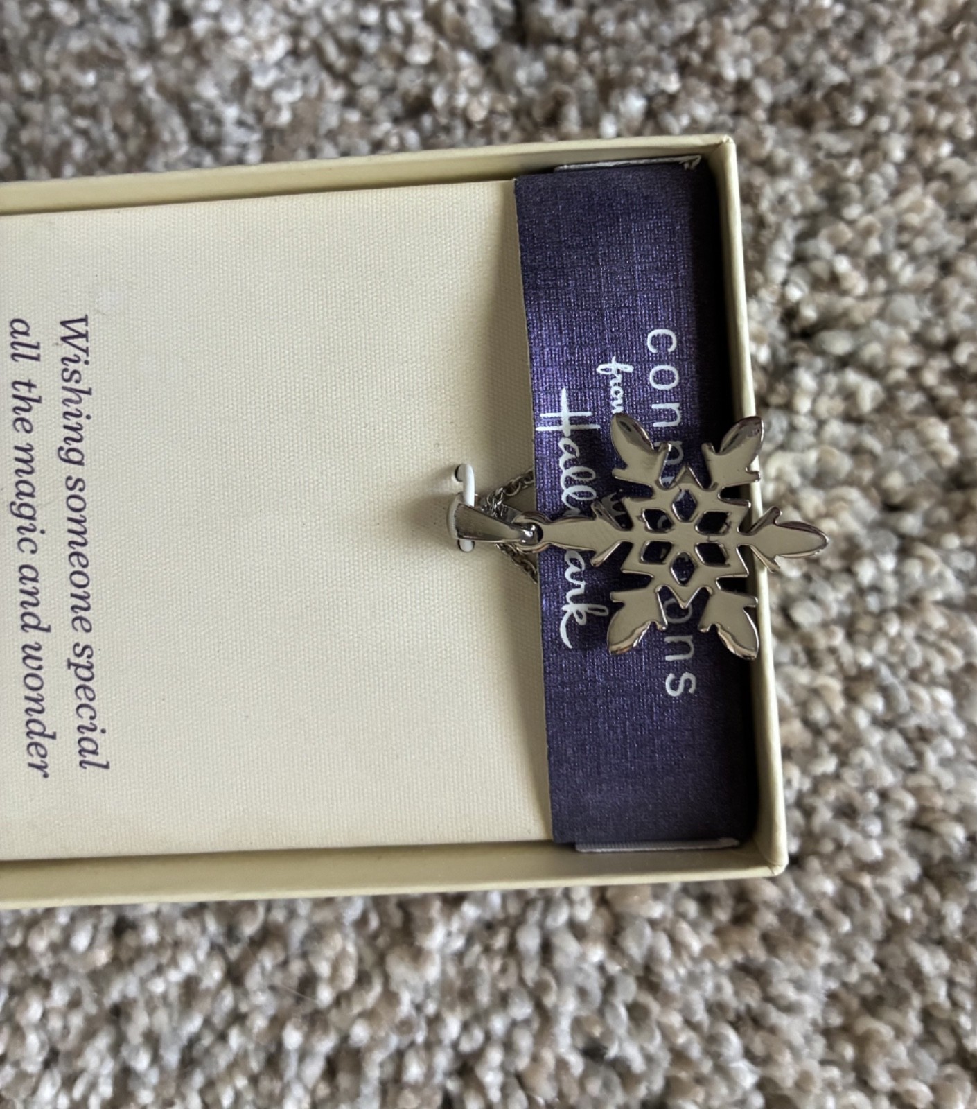 Connections From HALLMARK Stainless Steel Snowflake Necklace 18″ to 20″ in Box
