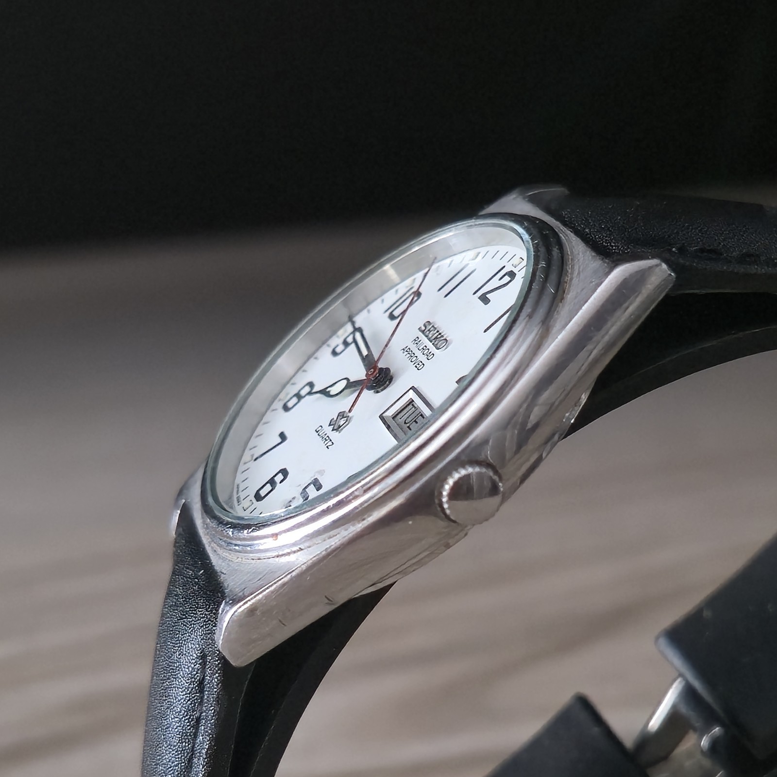 Vintage Seiko SQ Railroad Approved Men’s Watch Silver 12 Hr Day/Date Non Working