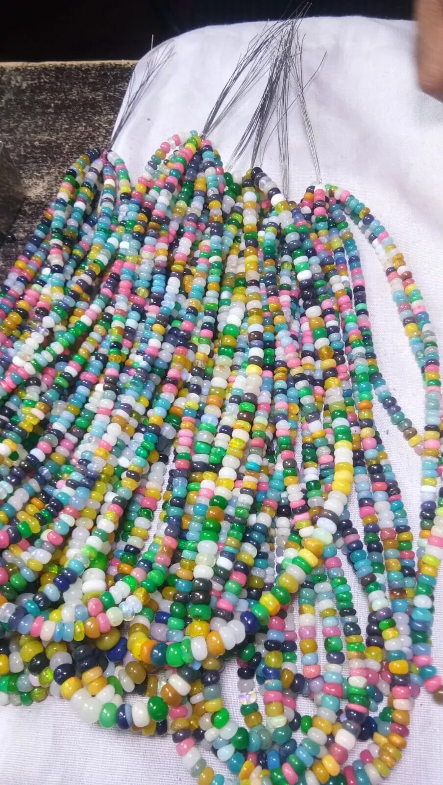 Natural Multi stone Opal Roundelle Gemstone 7-9mm Beads 18″Inch 1 Necklace