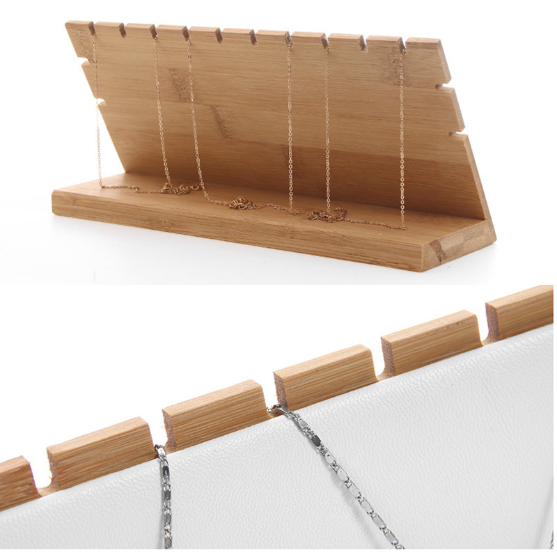 Bamboo Jewelry Pendant Necklace Display Holder Rack Organizer Storage Case