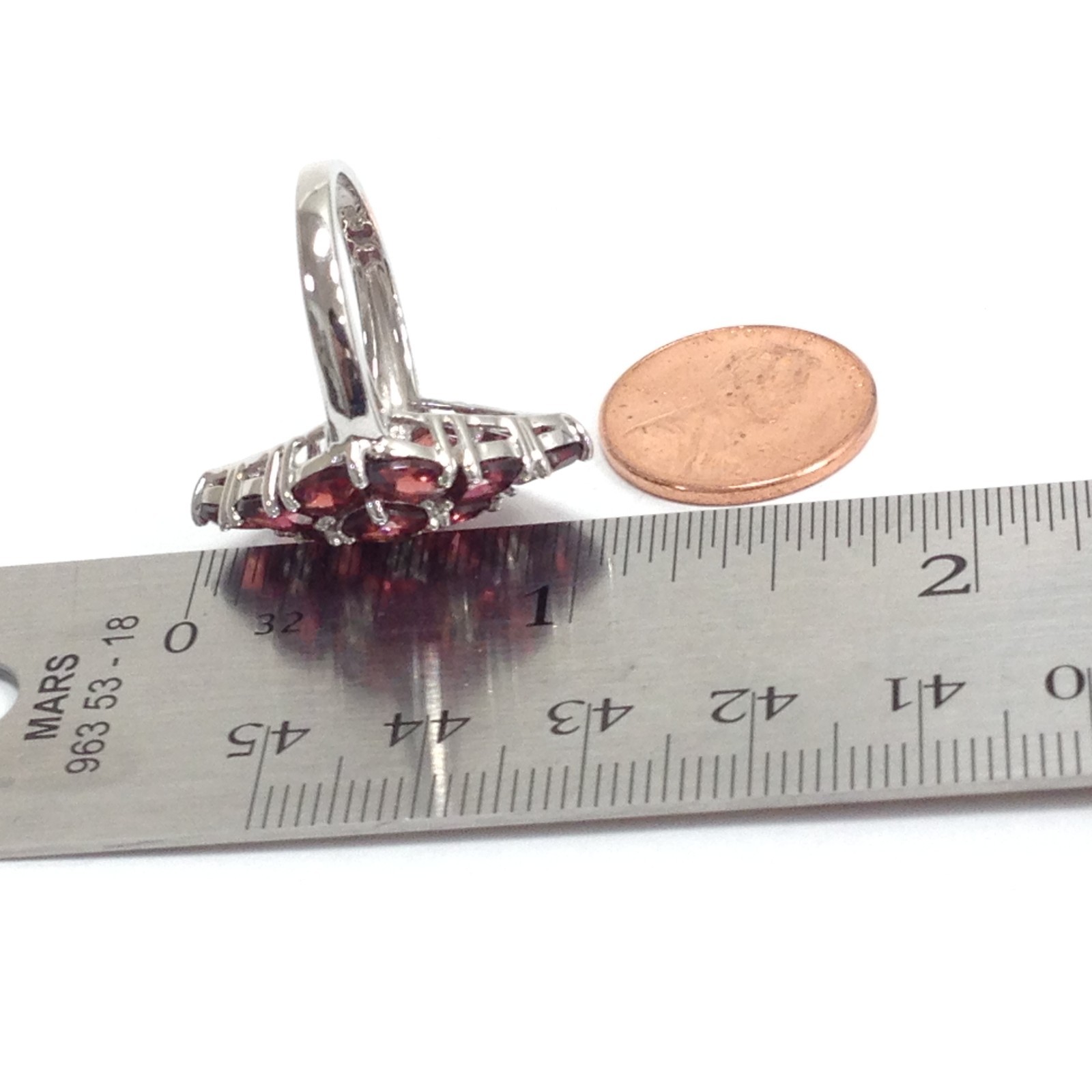 BBJ Bangkok Ratnaraj Sterling Silver Red Garnet Stone Cluster Ring Sz 7 Jewelry