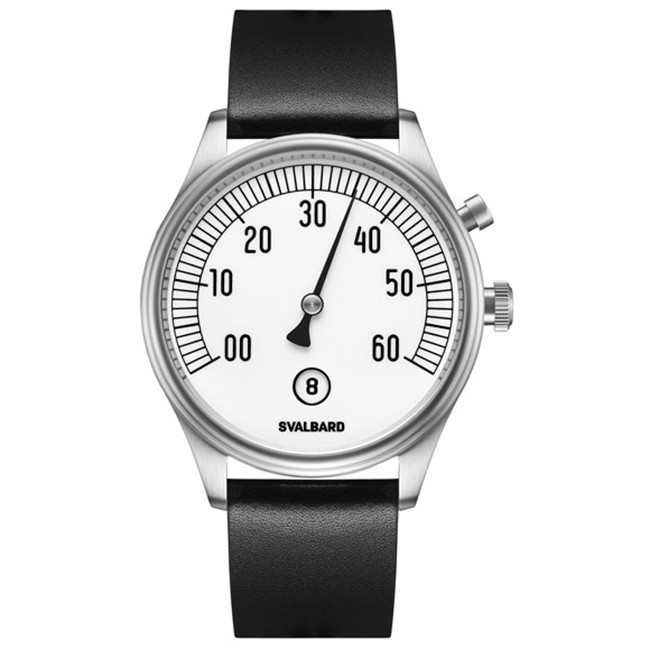 Svalbard TIME TRAVEL HX15 Quartz Steel White Black Sapphire Leather Men’s Watch