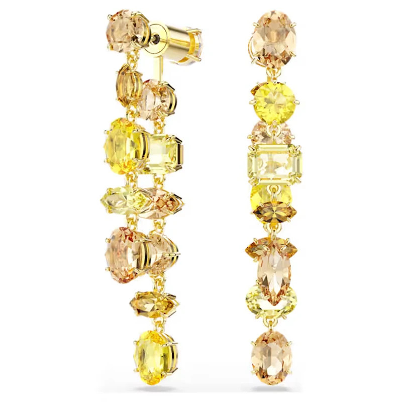 Candy Crystal Necklace Bracelet Earring Ring Set Gold Color Women Jewelry