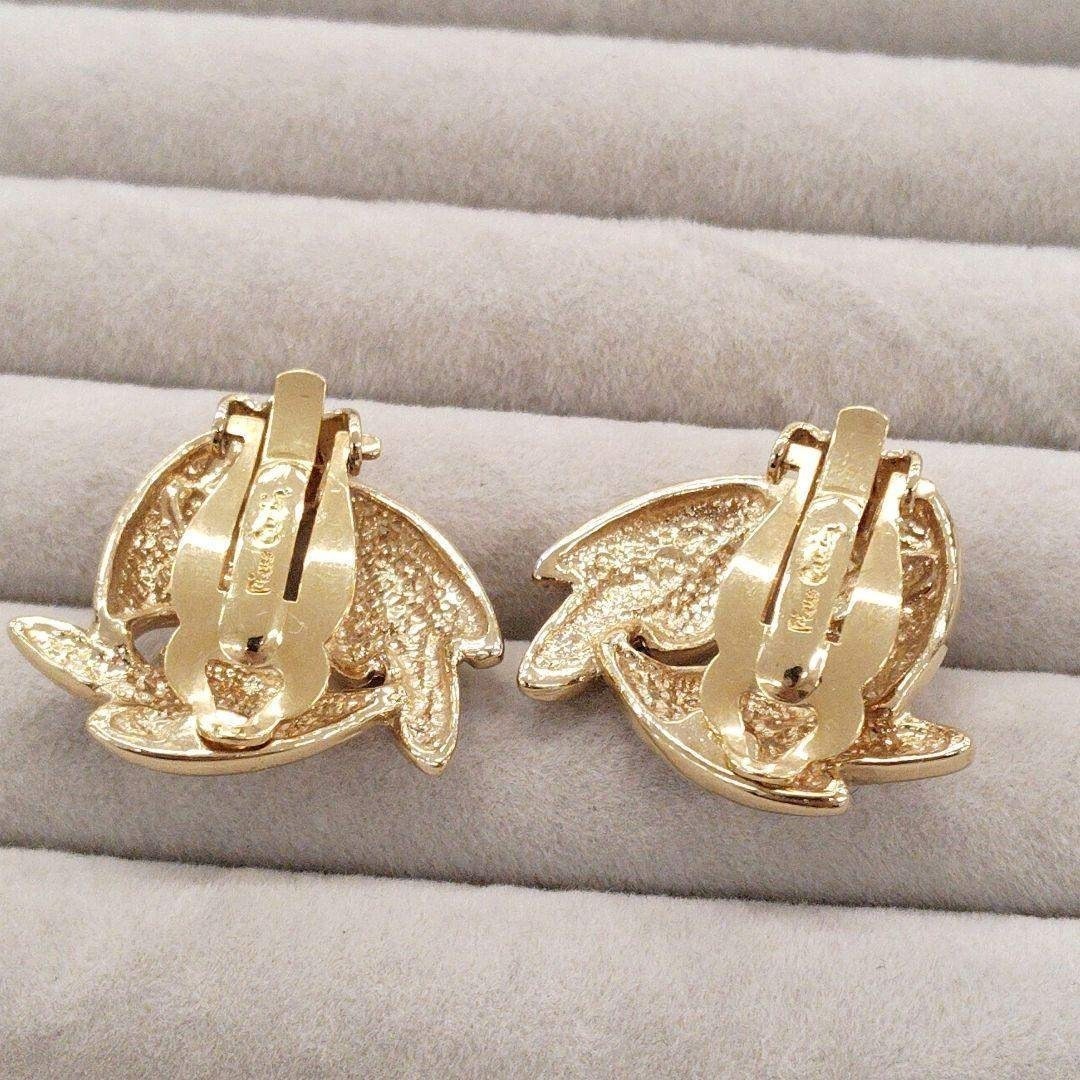 Near mint Pierre Cardin Leaf Design Earrings with Crystals