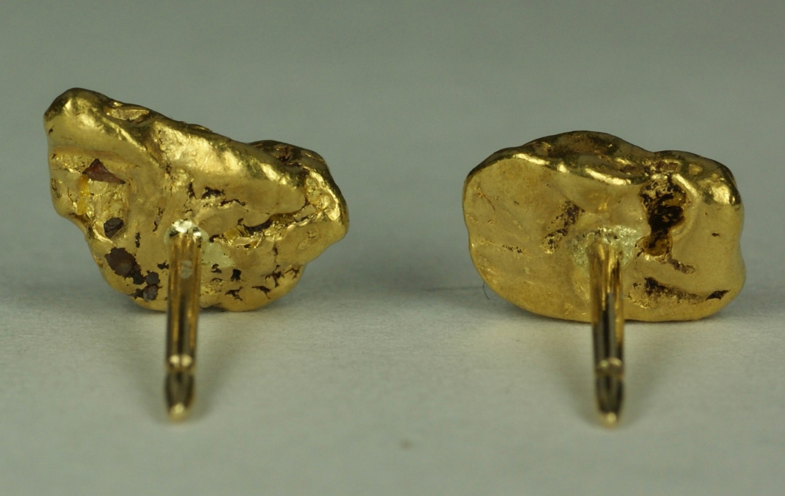 NATURAL GOLD NUGGET EARRINGS Studs w/ 14K Posts From Vintage Estate 3.17g