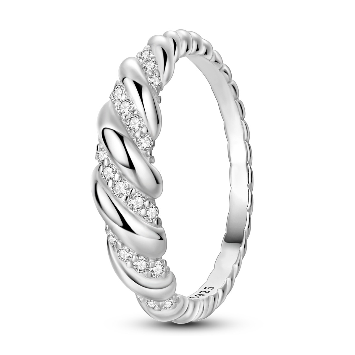 LAZA 925 Sterling Silver Gradual Twists Finger Ring AAA CZ Women Jewelry