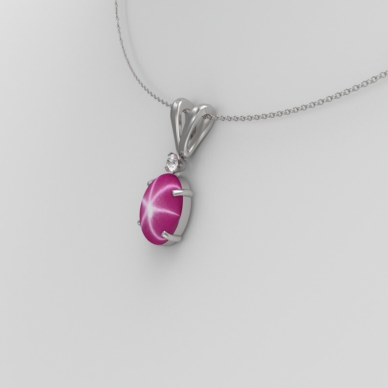 925 Silver Star Ruby Pendant for Women Lindy star, Lab created Necklace