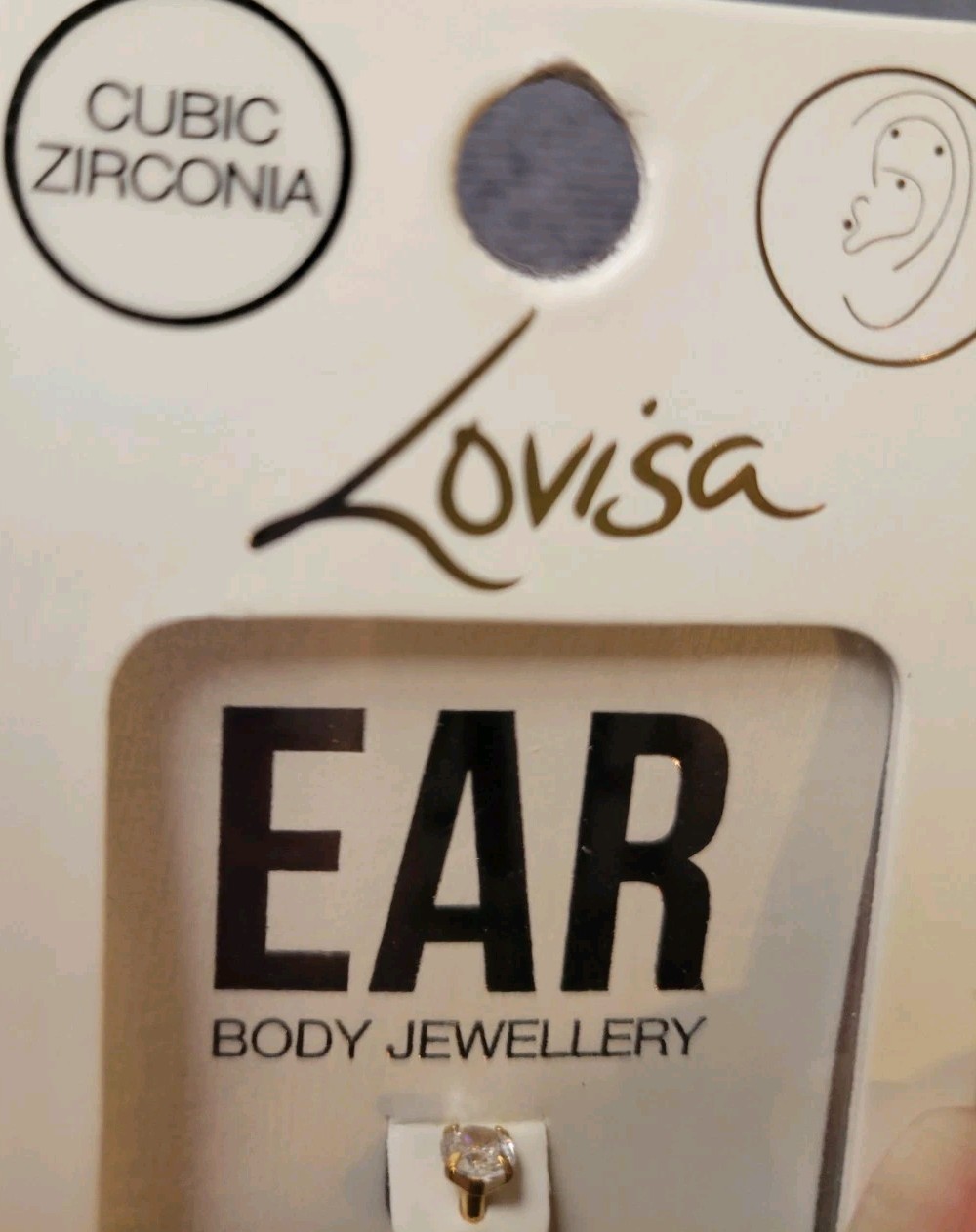 LOVISA Earring Stud Gold Plate Surgical Steel CZ & SNAKE 16G/1.2mm Fairy Grunge