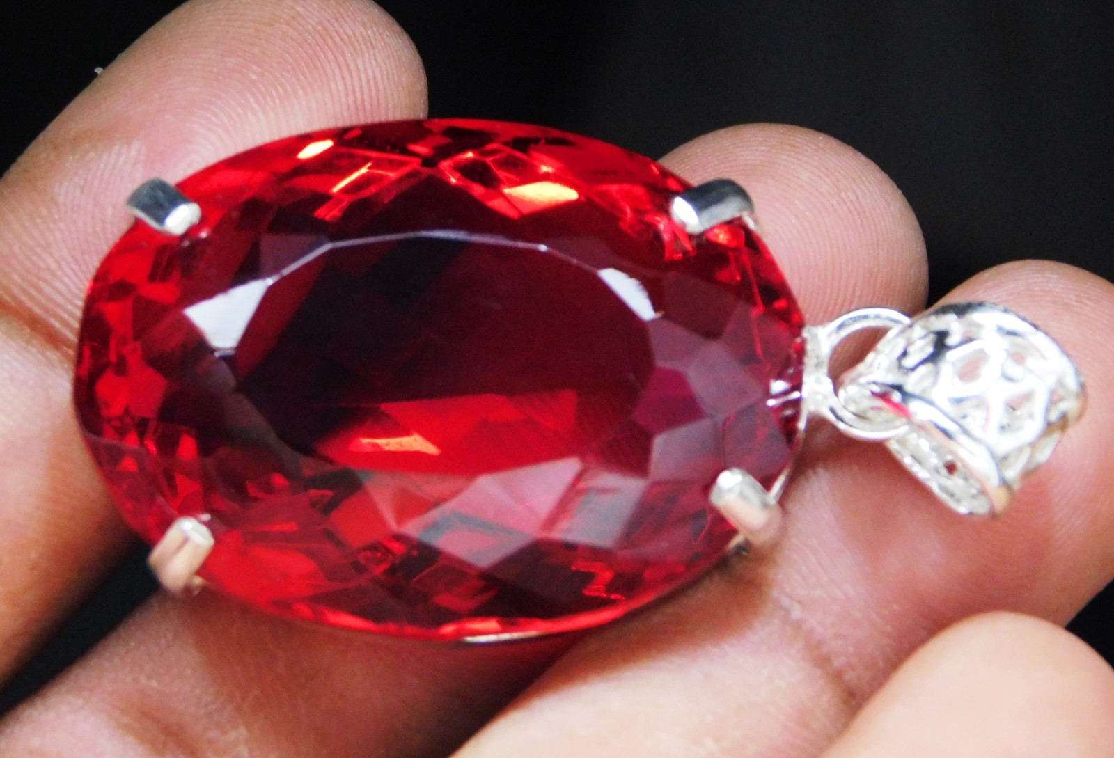 Natural 99.20 Ct Red Topaz Pendant Oval Cut Certified Gemstone from Brazil