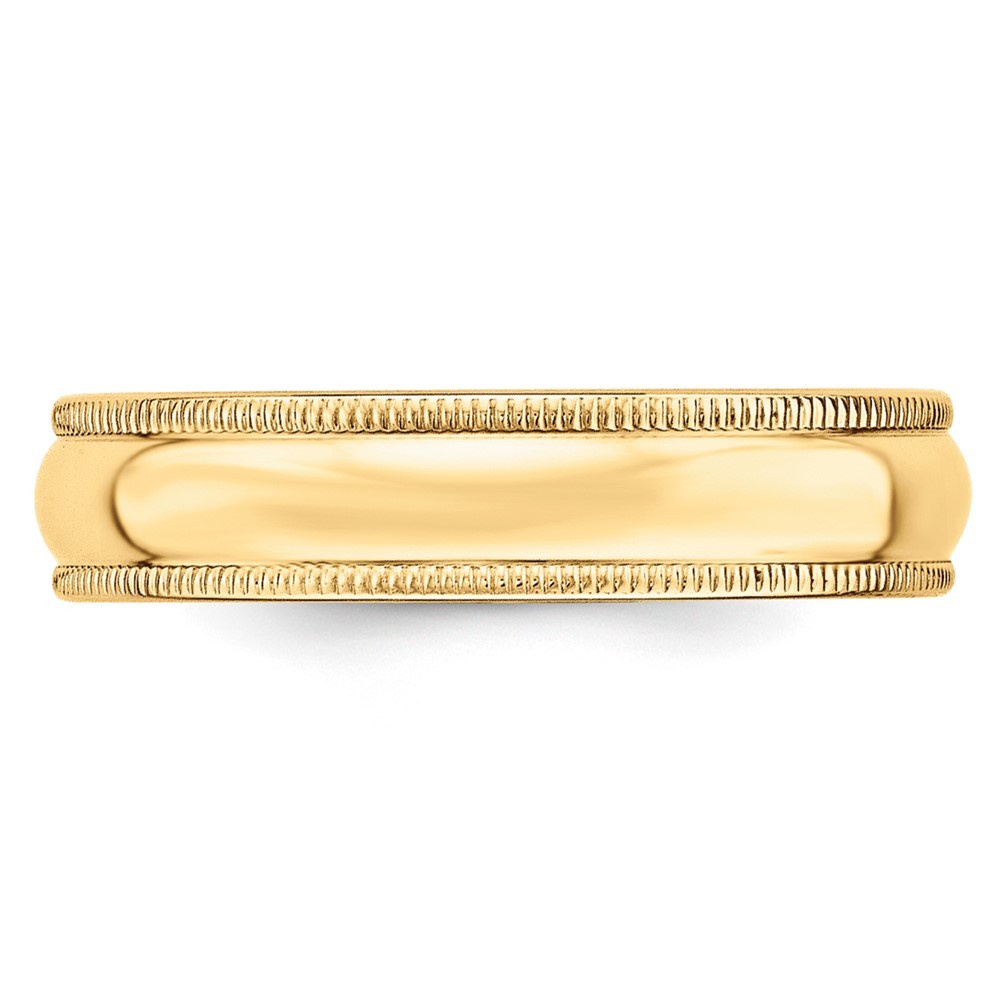10k Yellow Gold 5mm Milgrain Half Round Wedding Band Men’s Ring Size 11
