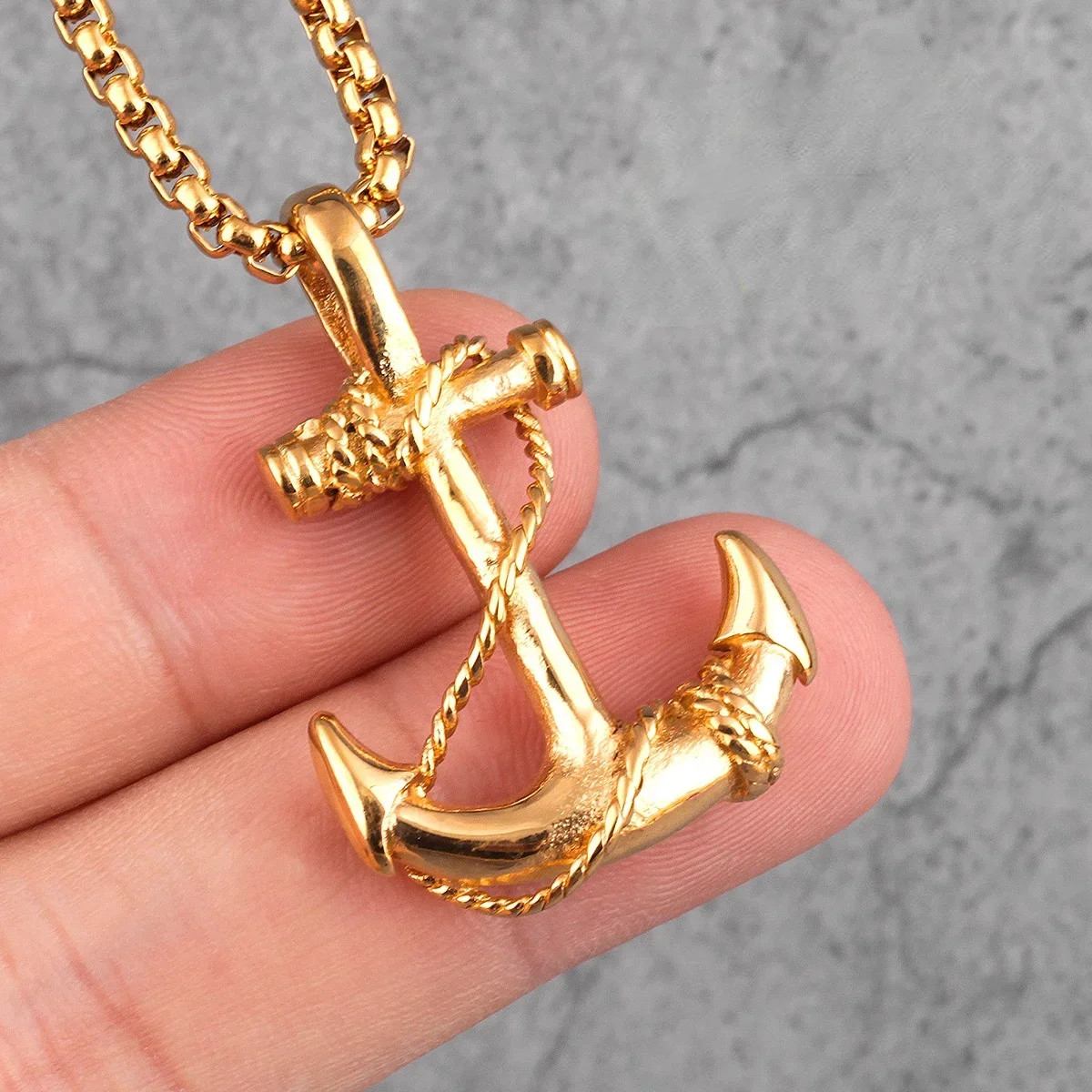 Sea Anchor Pendant Necklace Men Punk Rock Hip Hop Jewelry Gift