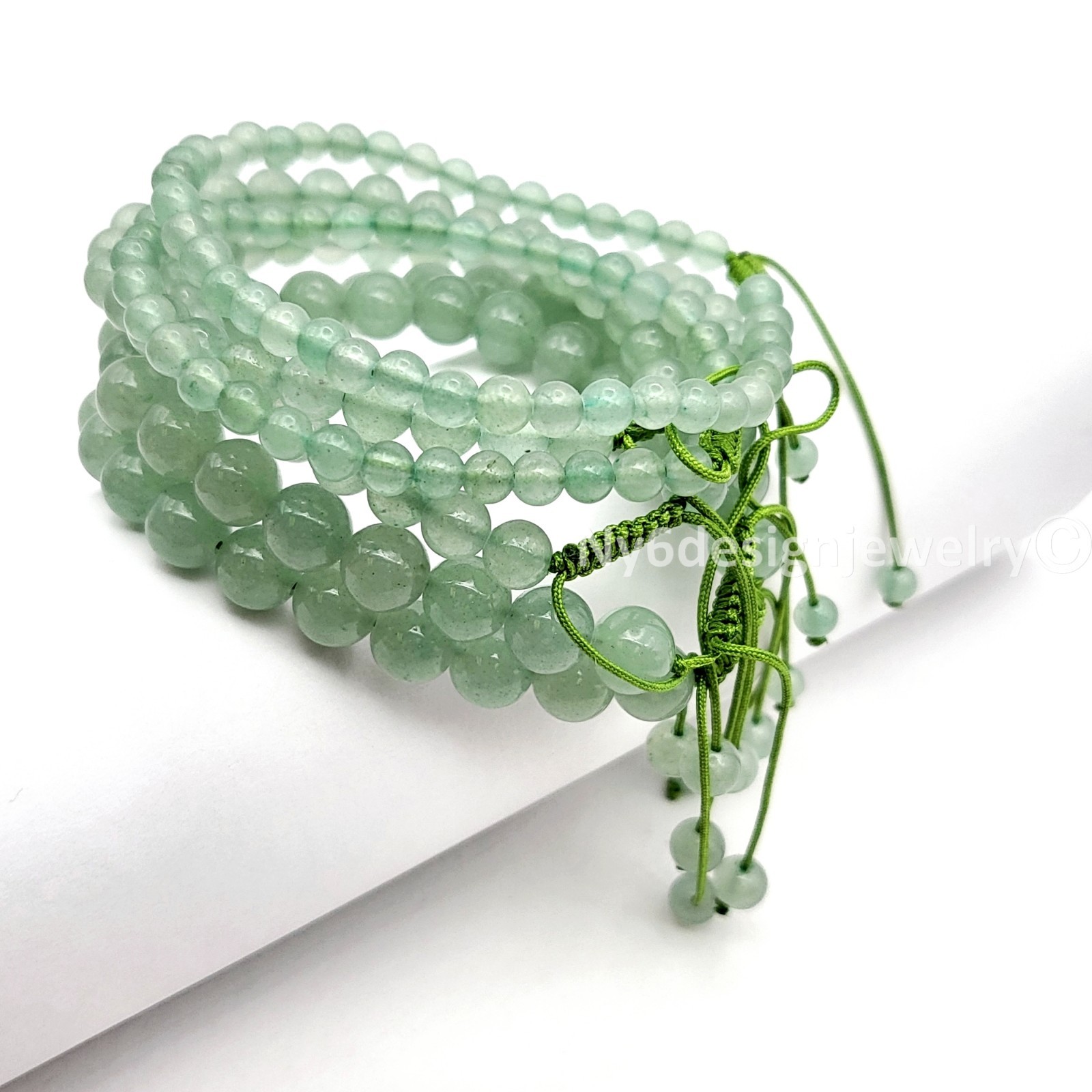 Macrame Natural Green Aventurine Bracelet Adjustable Knotting Crystal Healing
