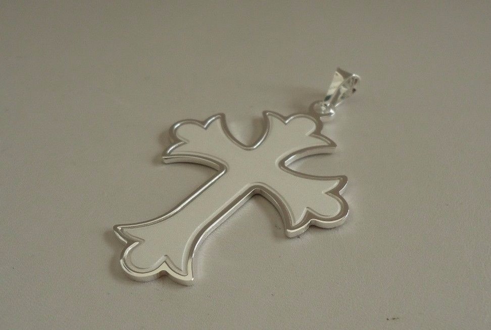 MATT FINISH PATONCE CROSS PENDANT / 925 STERLING SILVER / SIZE 58MM BY 36MM