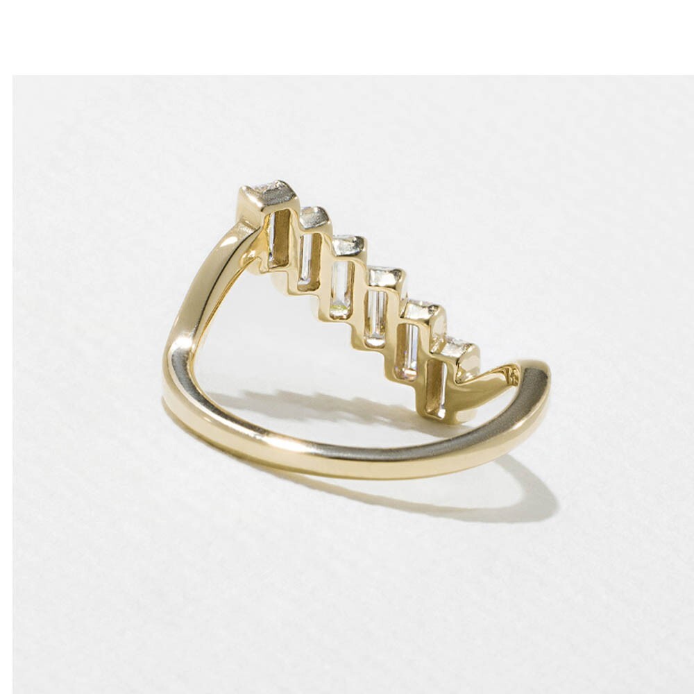 Baguette Diamond Valentines Ring GLI 0.40 Carat Lab Grown 18K Yellow Gold