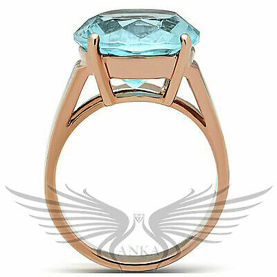 Brilliant 12Ct Oval Synthetic Glass Rose Gold Engagement Ring 5 6 7 8 9 Gl237
