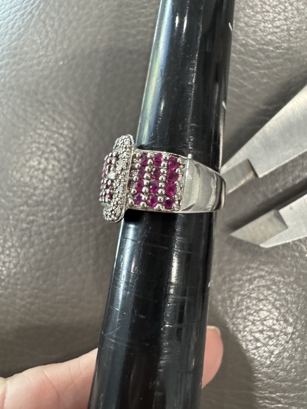 925 Sterling Silver Ring Ruby Natural Gemstone jewelry Size 7 Buckle Design