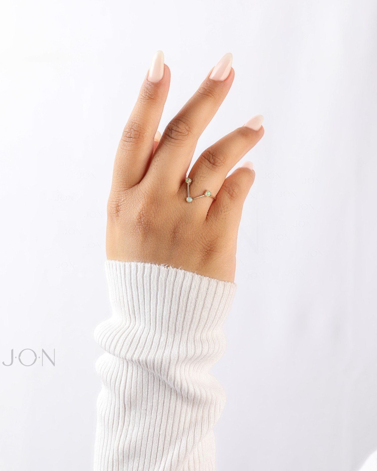 14K Yellow Gold Multi-Stone Engagement Ring-Opal/moonstone/pearl/turquoise