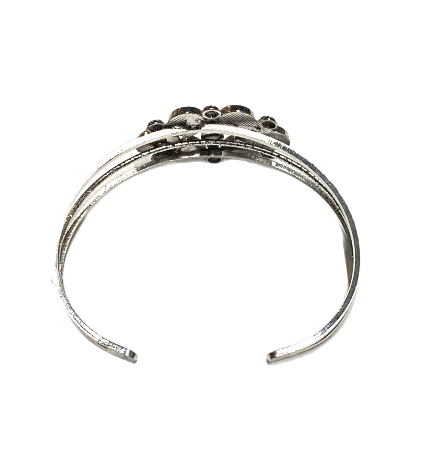 Paparazzi Taj Mahal Meadow Green Cuff Bracelet Bangle Silver Tone 7” Fashion EUC