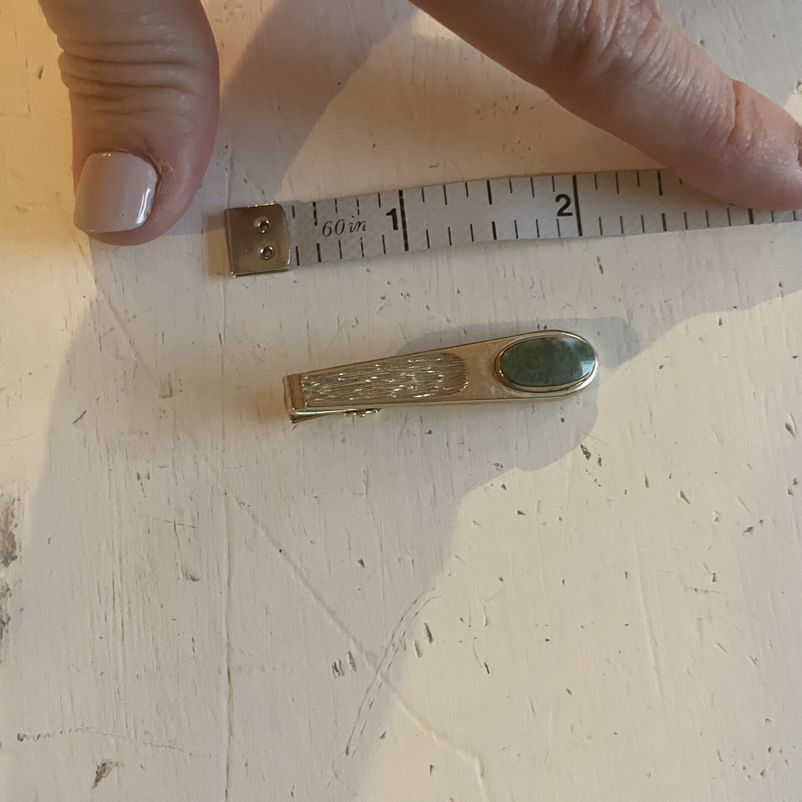 Anson Tie Clip Tie Bar Green Stone Grandpa