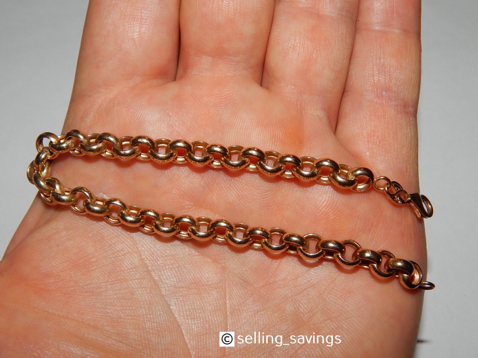 14K YELLOW GOLD ITALIAN ETERNAGOLD 7MM WIDE ROLO LINK BRACELET 8 INCH – 8.5 GRAM
