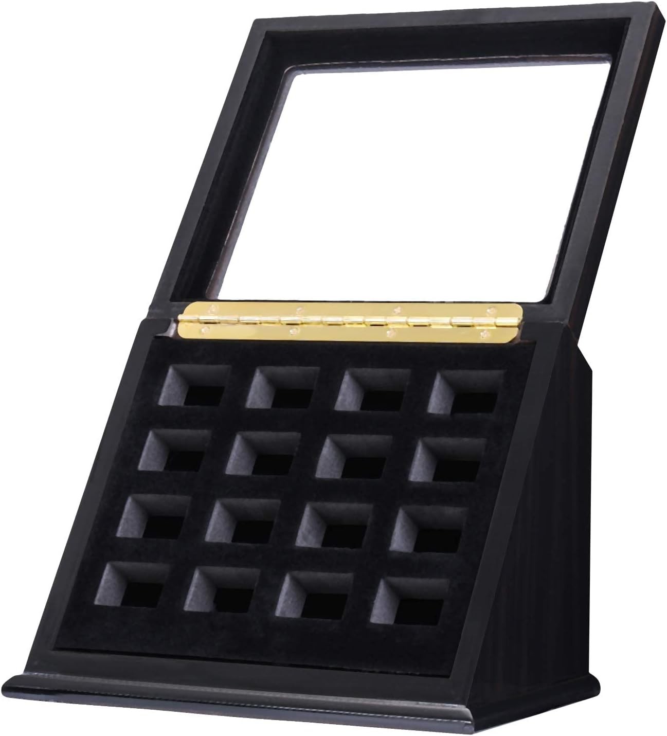 16 Slots Championship Ring Display Case Baseball Ring Display Wooden Box Disp