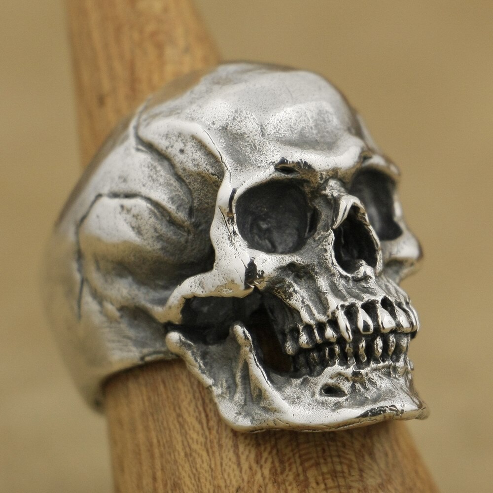925 Sterling Silver Heavy Skull Ring Mens Biker Gothic Ring Punk Jewelry TA50D