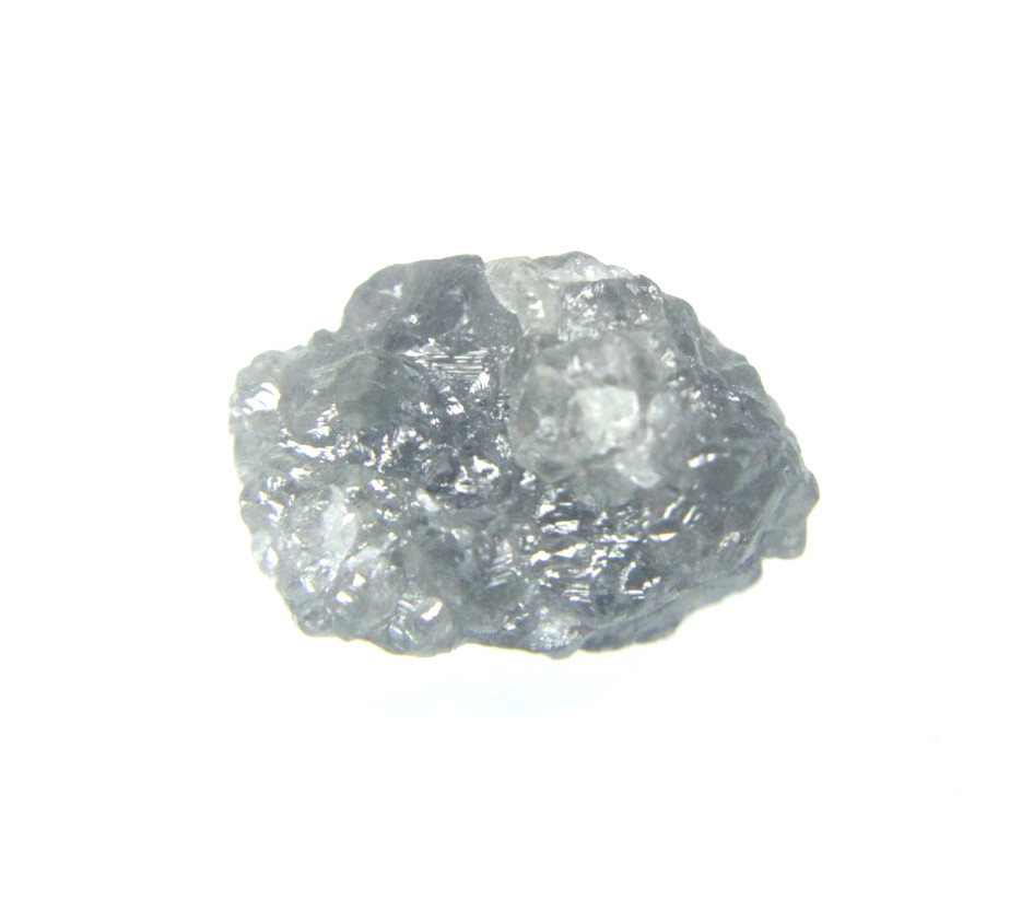 4.87 CT UNCUT SILVER GRAY ROUGH DRILLED DIAMOND FOR PENDANT 12.11×8.40×6.40 MM
