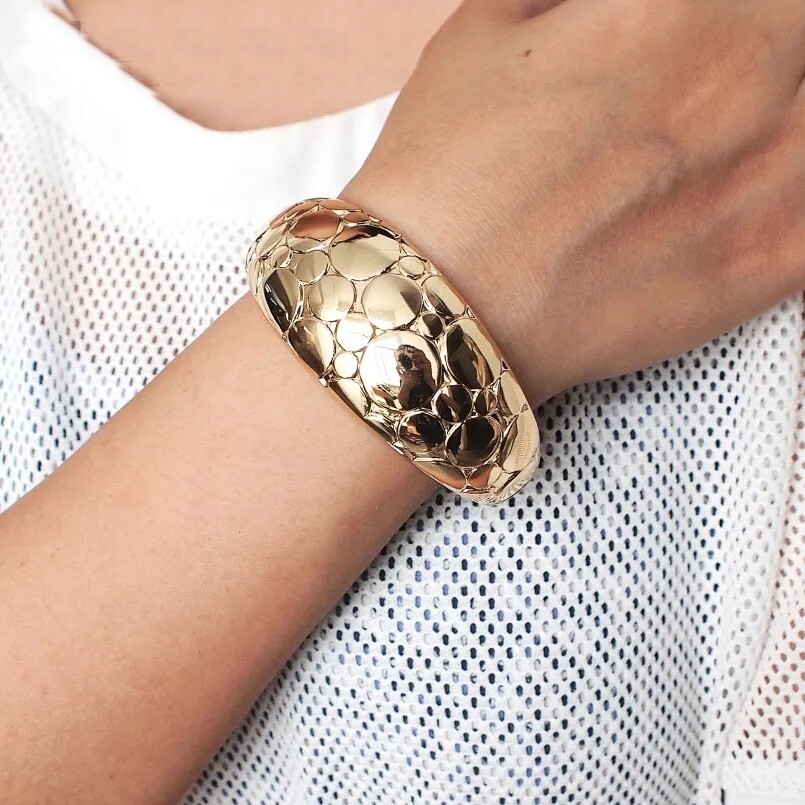 Women Big Bangle Bracelet Statement Cuff Bracelets Punk Rough Surface Jewelry