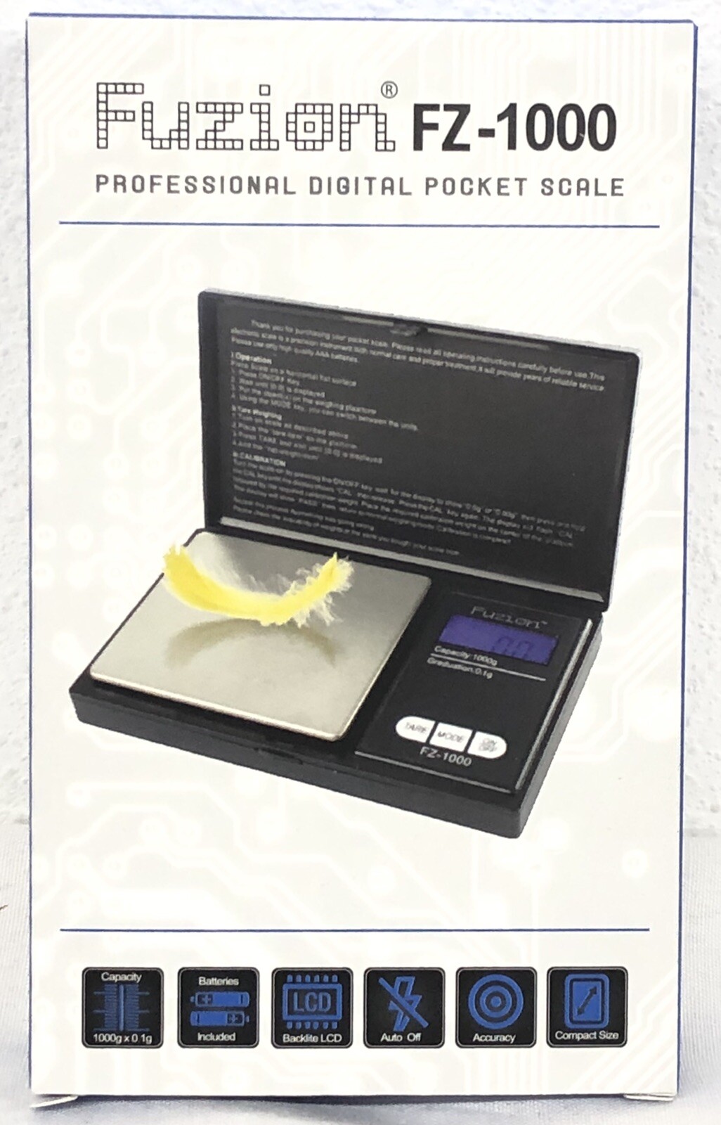 Fuzion FZ-1000 Professional Digital Pocket Scale New Sealed Black W/ Batteries