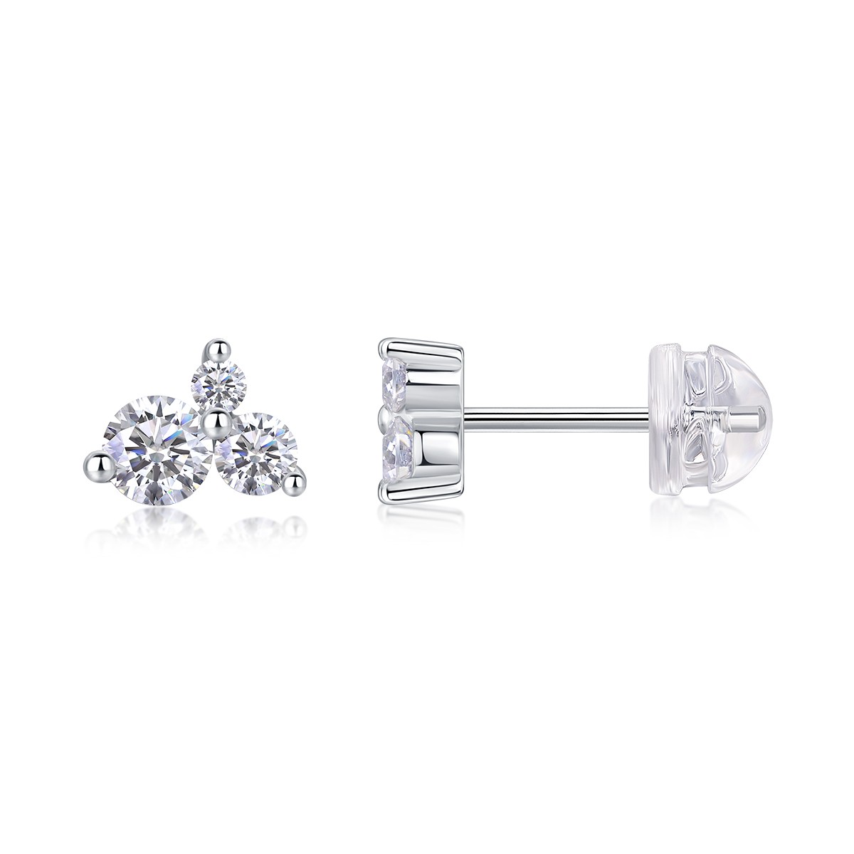 Luxury Moissanite 0.3ct Wave Stud Earrings – S925 Sterling Silver – Elegant Mini