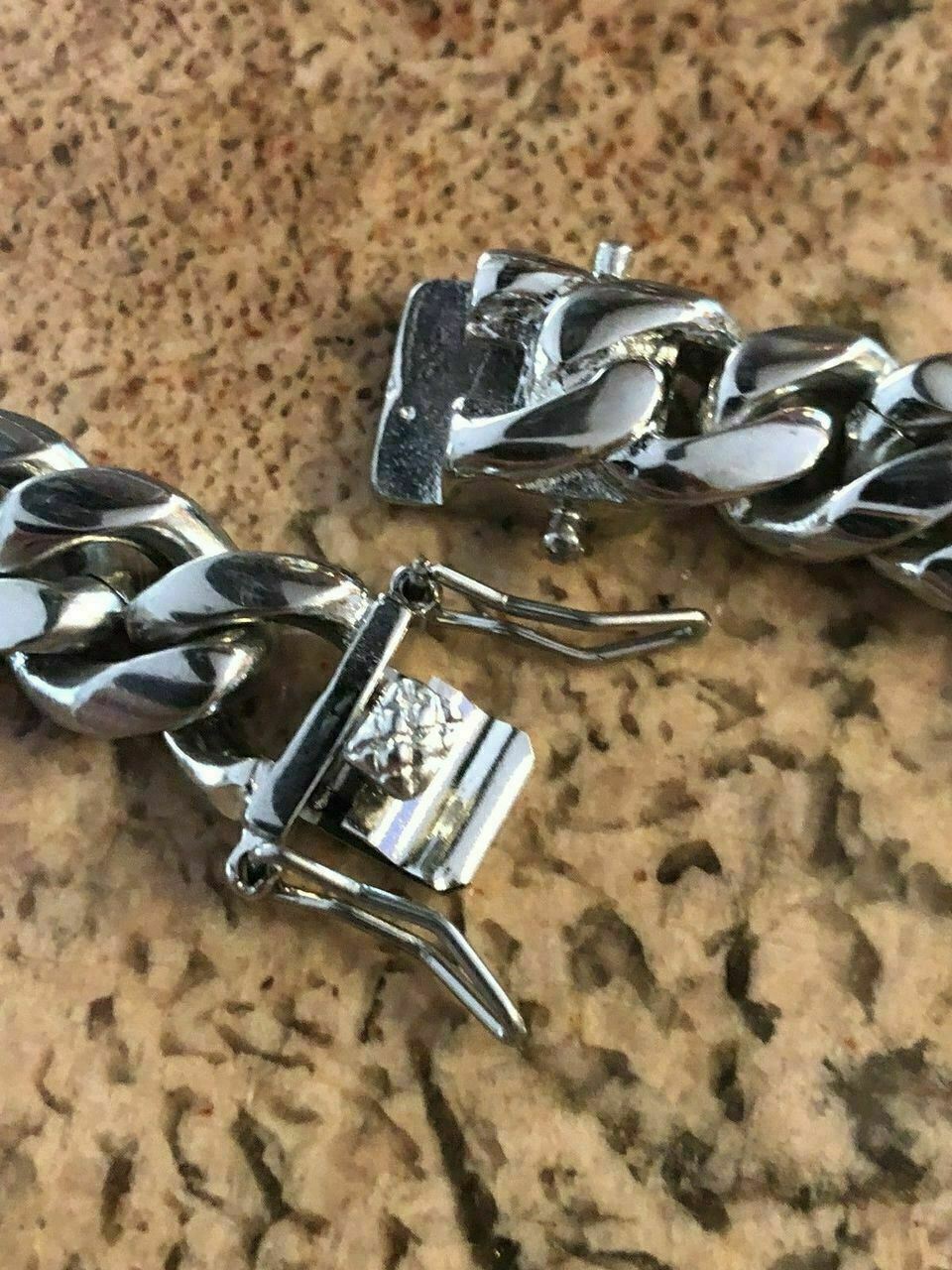 12mm Mens Miami Cuban Link Chain Stainless Steel HEAVY Looks Like Silver Hip Hop