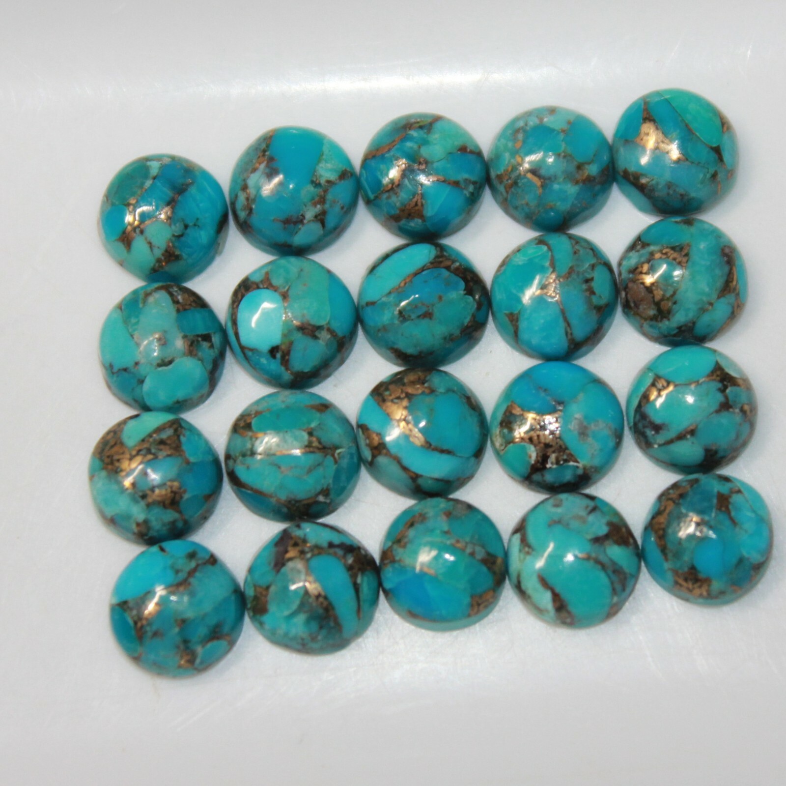 Blue Copper Turquoise 3mm, 4mm, 5mm, 6mm, 8mm, 10mm & 12mm Round Cabochon Gems