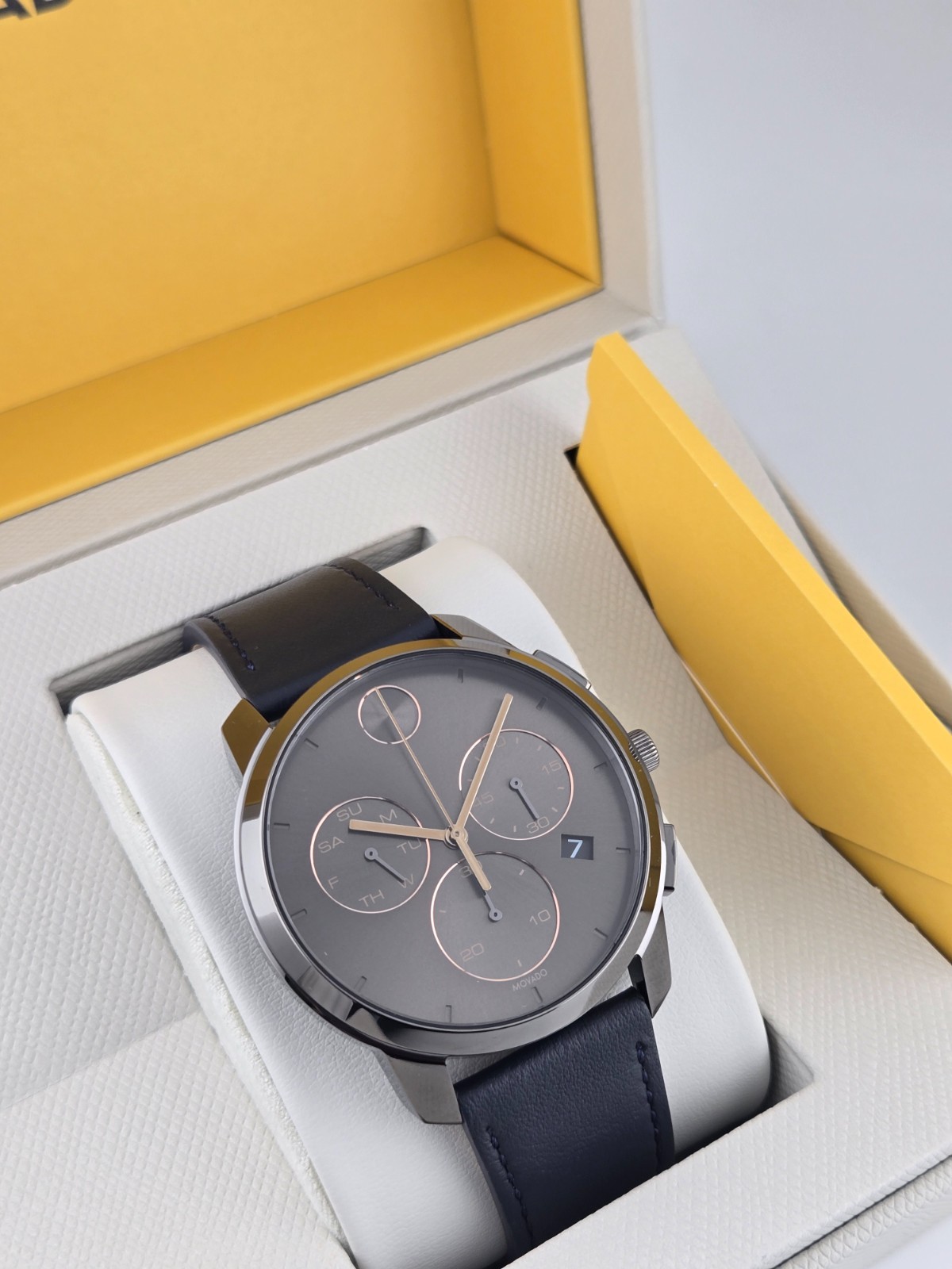 Movado Bold Men’s Chronograph Leather Band Watch – 3600720 ($695 MSRP)