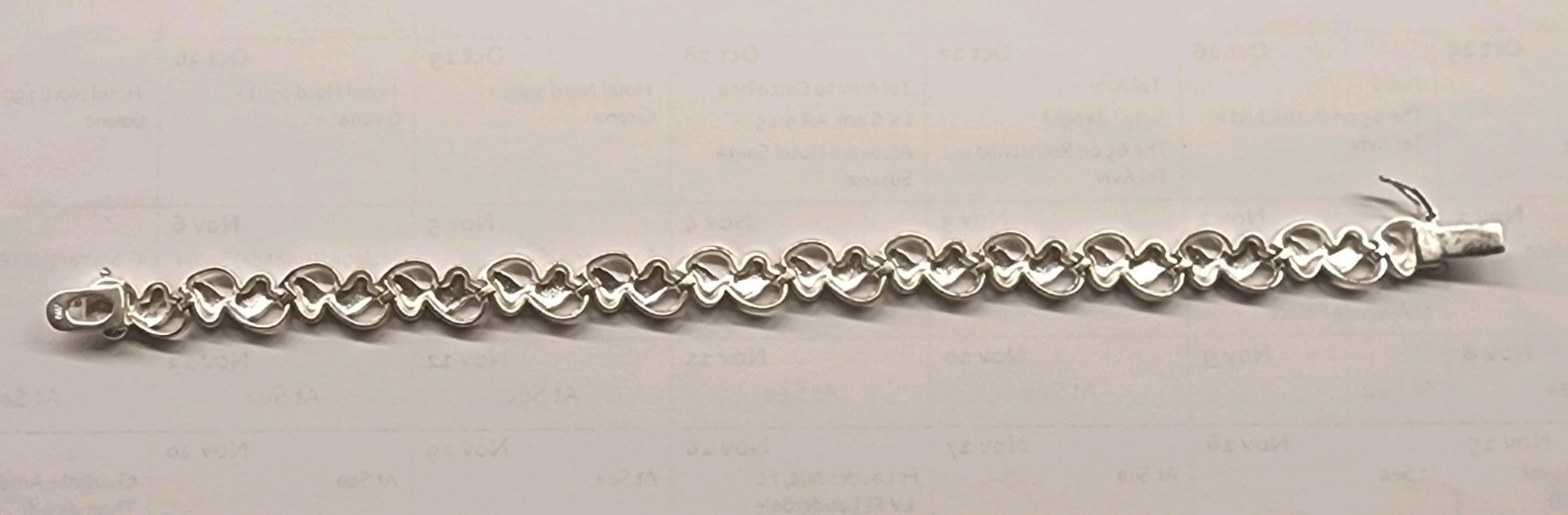 Bracelet Silver & Black Heart Accent 7.5 Inches Long