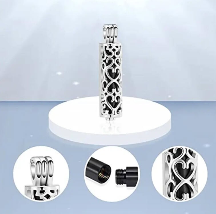 Heart Tree of Life Cylinder Urn Pendant Necklace for Cremation Ashes Memorial