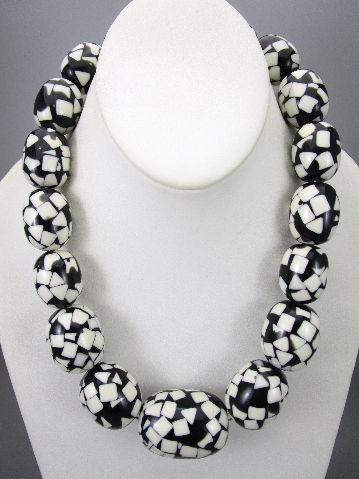 MARION GODART BLACK & WHITE CONFETTI RESIN BEAD STATEMENT COLLAR NECKLACE