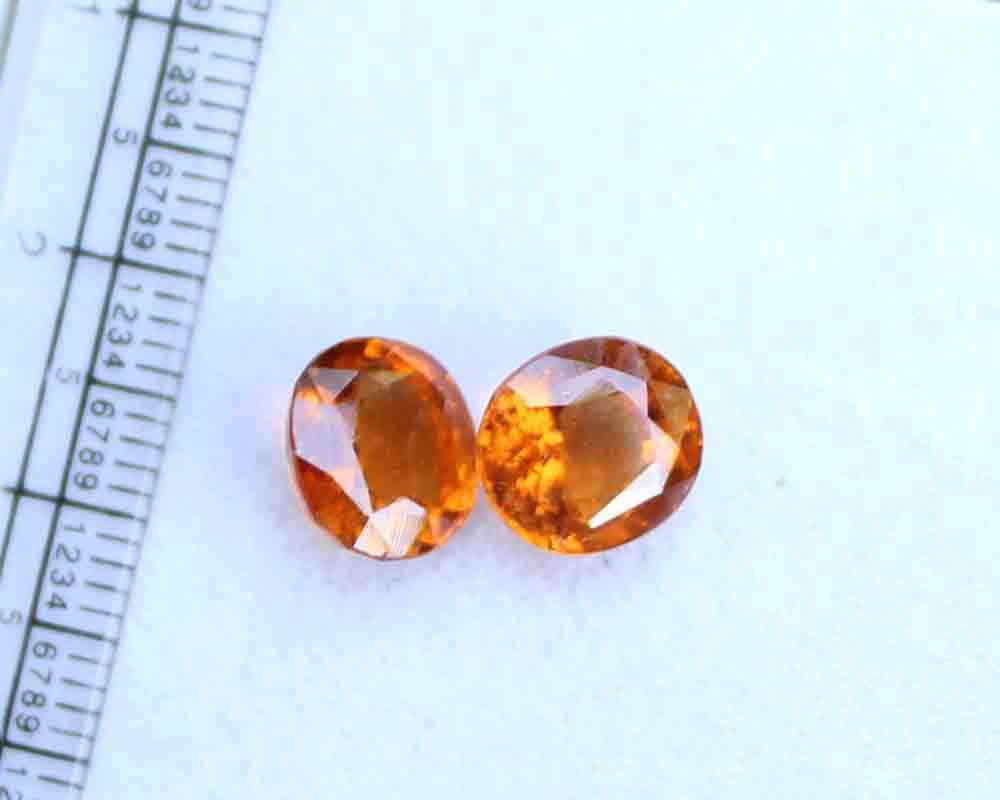 6.90 Ct Natural Hessonite Garnet 8.5*9 mm Oval Faceted Cut Loose Gemstone Pair