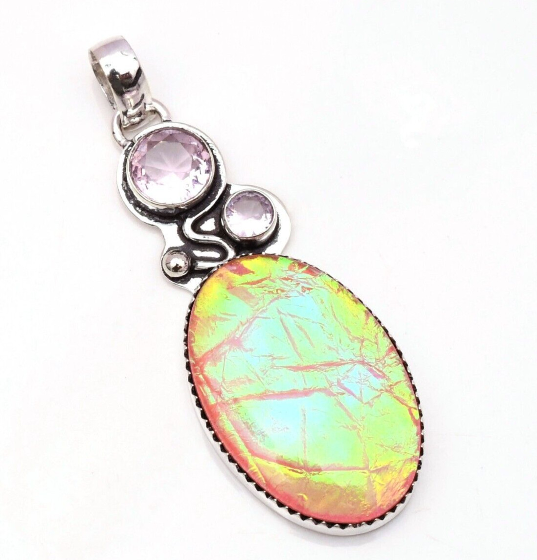 Triplet Fire Opal Gemstone 925 Sterling Silver Handmade Jewelry Pendant 2.15″