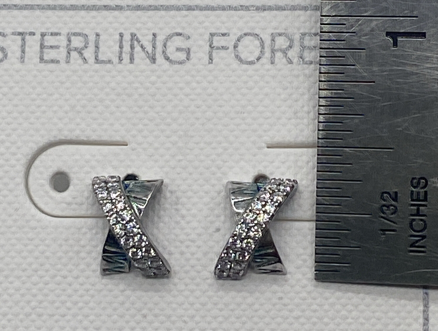 STERLING FOREVER-SILVER CZ X EARRINGS LEAD AND NICKEL FREE NEW