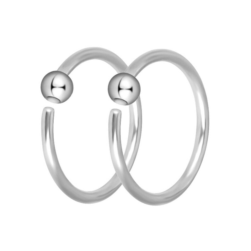 2Pcs 20G Surgical Steel Captive Bead Nose Hoop Septum Lip Ring Earrings Piercing