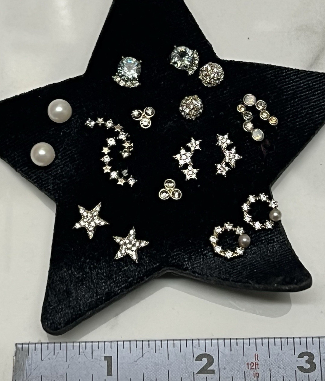 NWT LOFT Ann Taylor Pave Moon Small Assorted Stud Earrings Set Stars Gold Silver
