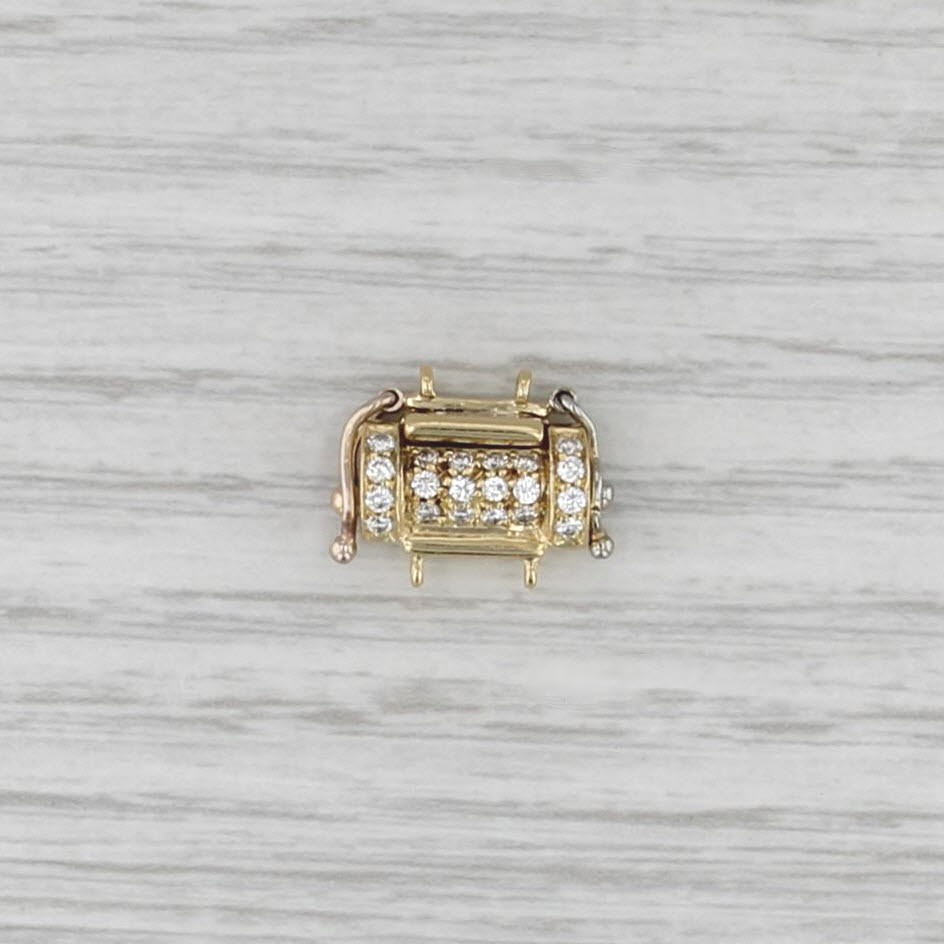 0.19ctw Diamond Box Clasp 18k Yellow Gold Jewelry Making Findings