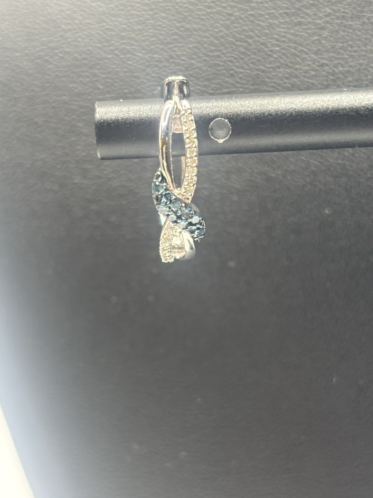 Blue & White Diamond Sterling Earrings Silver 925 Fine Jewelry Dainty